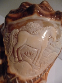 Vintage CAMEO CONCH SHELL Hand Carved Nice Horse 5 1/2 Inches
