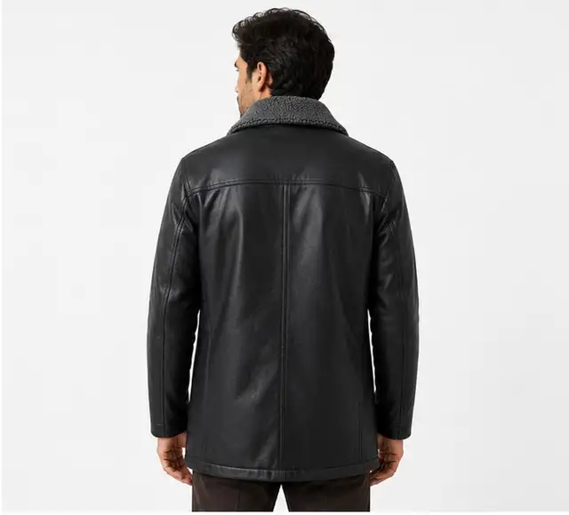 Men’s Black Sherpa Collar Leather Jacket in Men's in Oshawa / Durham Region - Image 5