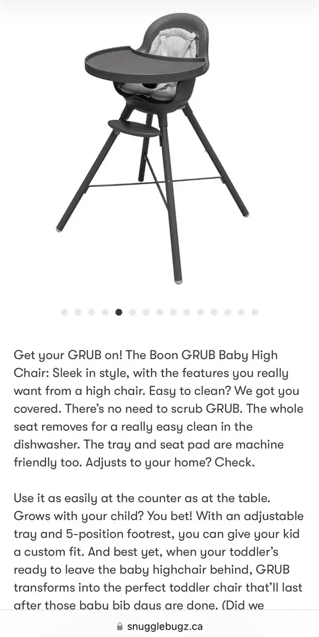 Boon Grub High Chair Gray in Feeding & High Chairs in Mississauga / Peel Region - Image 2