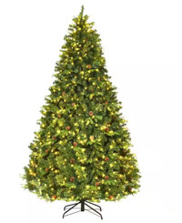 8 ft. Pre-Lit 600LED Artificial Christmas Tree Hinged w/Pinecone