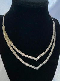Double Sterling Silver Necklace ITALY 18”