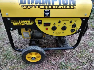 3500 watt generator brand names champion it has the wheels and for easy transportation it runs reall...