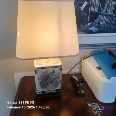 Vintage blue and white lamp, View more