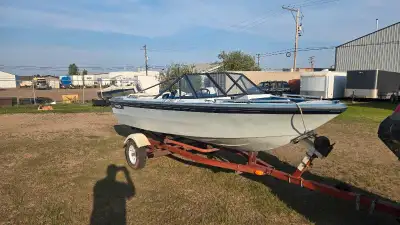 1986 16 foot deep v Edson with 90 Johnson motor and trailer.comes with ski pole ,fish finder, two ga...