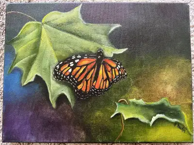 Roseanne Facchin, Ottawa artist monarch butterfly oil painting measures 12 x 16. Roseanne was a long...
