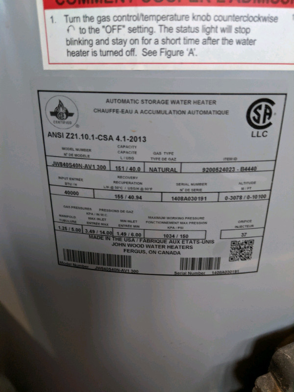 John Wood 40 gallon hot water tank (works perfectly) Plumbing
