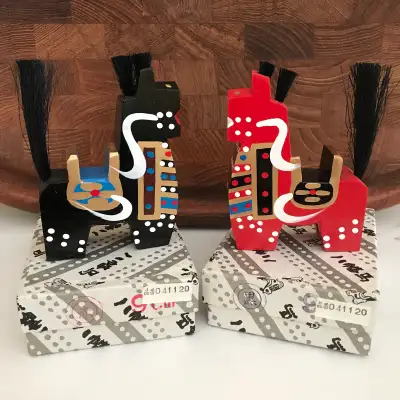 Pair of Traditional Japanese Miharu-koma Folk Art  Horses, View more