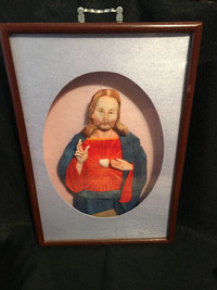 Vintage  Jesus Sacred Heart  Shadow Box