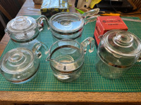 Pyrex glassware lot, Teapot, percolator and more