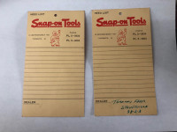 Snap on Tools Need List Salesmans calling card