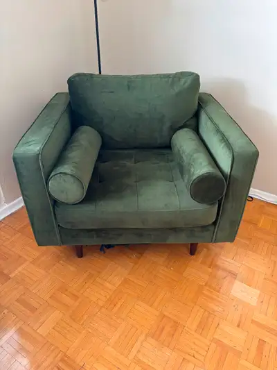 Green velvet armchair, View more