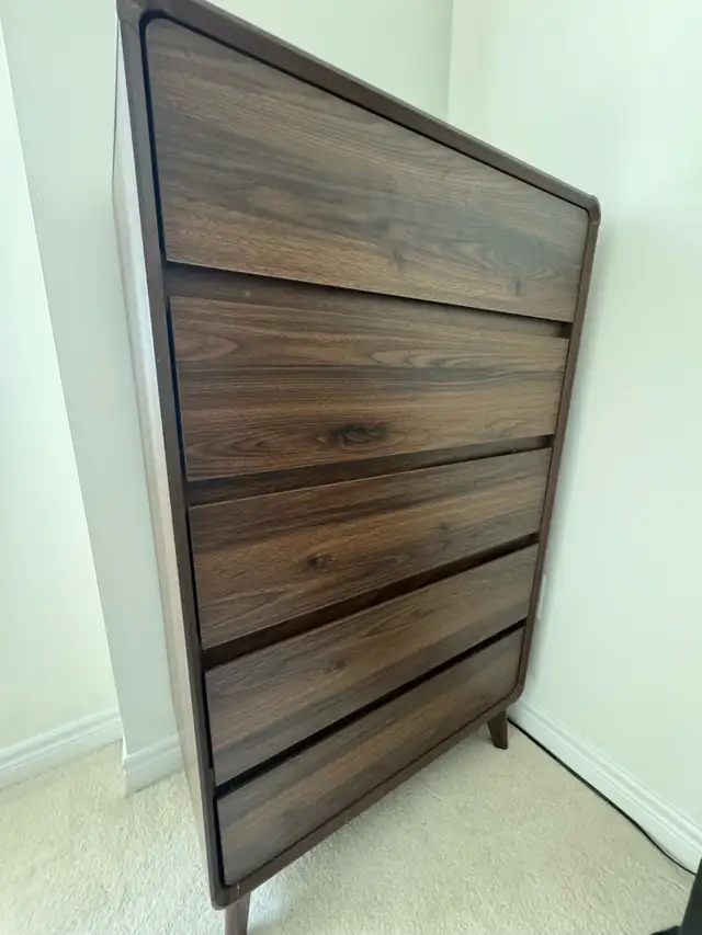 Modern Walnut 5-Drawer Dresser in Dressers & Wardrobes in Oakville / Halton Region - Image 2
