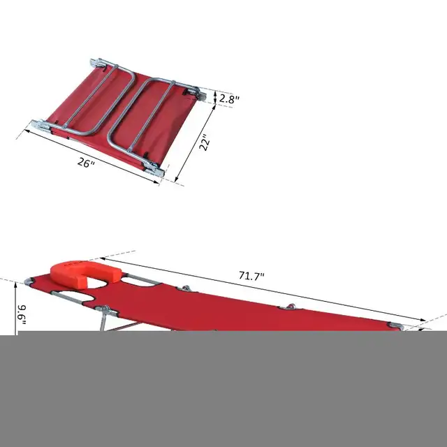 Outsunny Outdoor Lounge Chair, Adjustable Folding Chaise Lounge  in Patio & Garden Furniture in Oshawa / Durham Region - Image 3