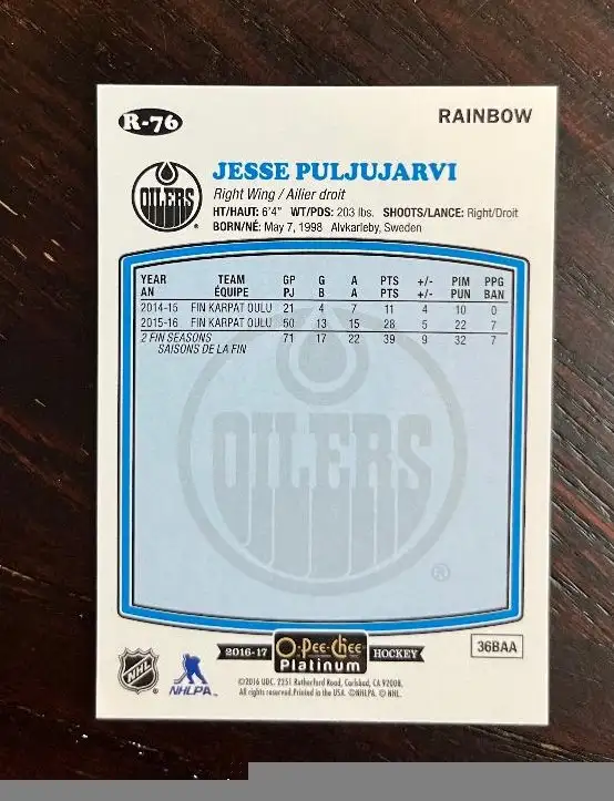 2016-17 O-Pee-Chee Platinum Retro Rainbow #R76 Jesse Puljujarvi64744836512259121