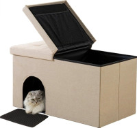 moving sale - New Dr.Futon Dog-Proof Cat Litter Box Ottoman