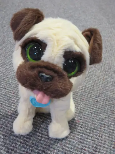 This cute little puppy's name is JJ. When you pet your puppy's head or wave at him, he will jump up...