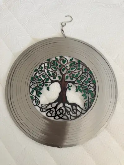 Beautiful 12”metal tree of life, wind spinner, View more