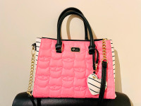 Betsey Johnson cat pattern handbag bag pink