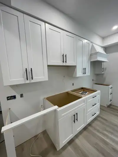 Maple wood kitchen cabinet with quartz countertop flat 50% , View more