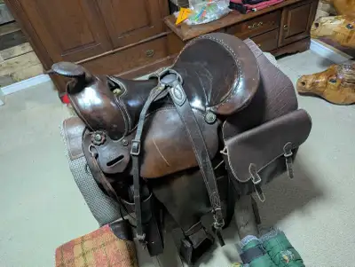 Western Trail saddle. 15" seat, 7" gullet FQHB. Soft leather. Had new tree installed about 6years ag...