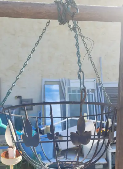 Metal hanging plant basket. Outdoor decoration.I have lots of!, View more