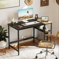 NEW - Modern Simple PC Desk with Splice Board,Black Brown Finish