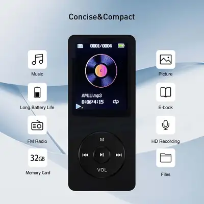 Portable 32GB MP3 Player with HD 1.8" Screen, Speaker, Earphone,, View more