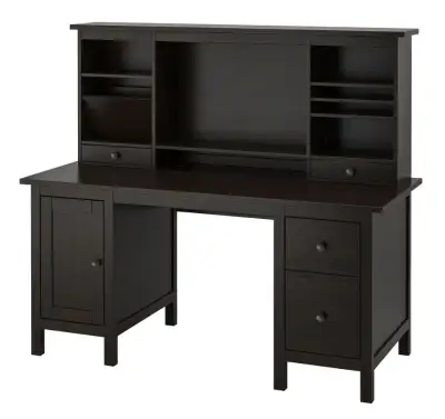Ikea Hemnes Desk with hutch black solid wood in great condition, View more