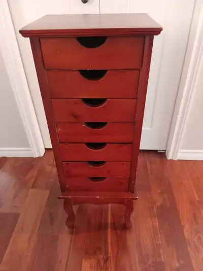 Vintage Standing Wooden Jewelry Armoire / Storage Chest 7 Drawers 3ft tall Silver Springs NW