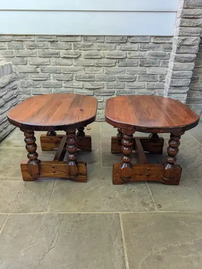 Solid Pine Wood End Table Set, View more