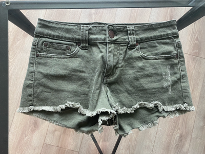 Women's Distressed Green Denim Shorts, View more