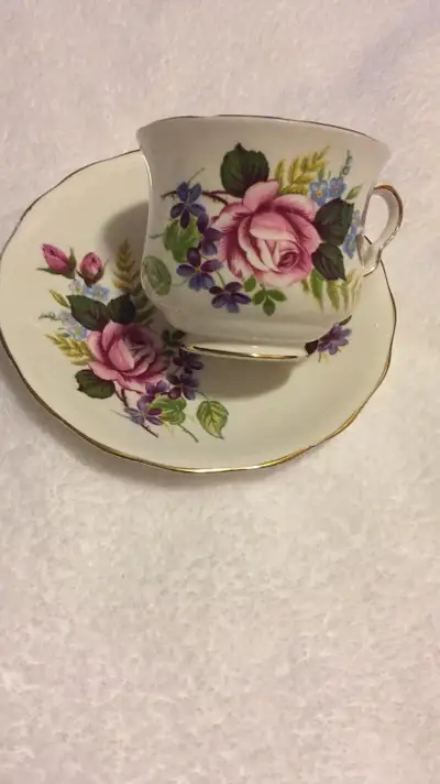 Queen Anne bone China teacup and saucer , View more