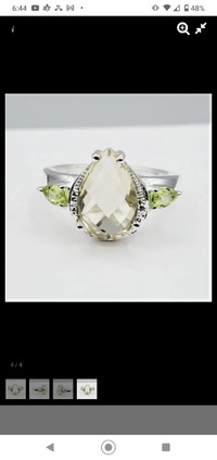 Sterling silver cocktail ring with lemon quartz and peridot ston