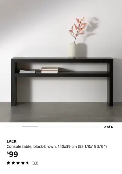 IKEA LACK Console Table - TV Stand - Black and Brown, View more