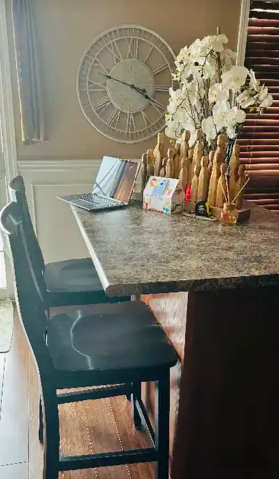 Black Wooden Kitchen Counter Stools (2), View more
