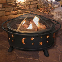 Bridgeman Star and Moon Steel Wood Burning Fire Pit