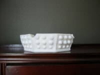 Vintage -Fenton White Milk  Hobnail Glass Ashtray