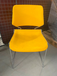 grey and yellow plastic chairs