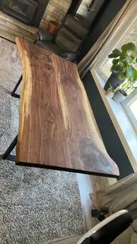 Live edge black walnut dining table