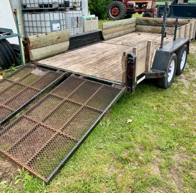 15’ Double (tandem) axle Utility trailer. 3500 lbs each. Total length is 19.5’ Overal width is 101”...