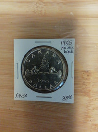 1955 no die break Au-50 80% silver dollar coin