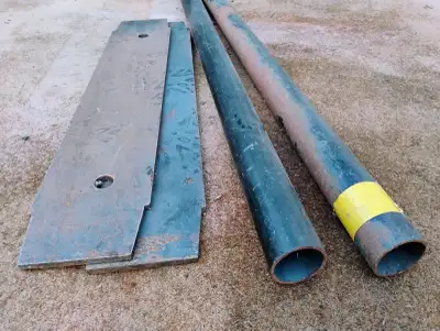 Steel material for manufacturing or hobby activity. Steel plates are 31" x 6" x 3/8" in size. Steel...