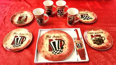 Ens. Mochacino — plateau gâteau, spatule, 4 assiettes & 4 tasses, View more