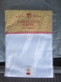 Rectangular White Linen Tablecloth