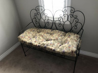 Wrought Iron Bench with Pier One cushion
