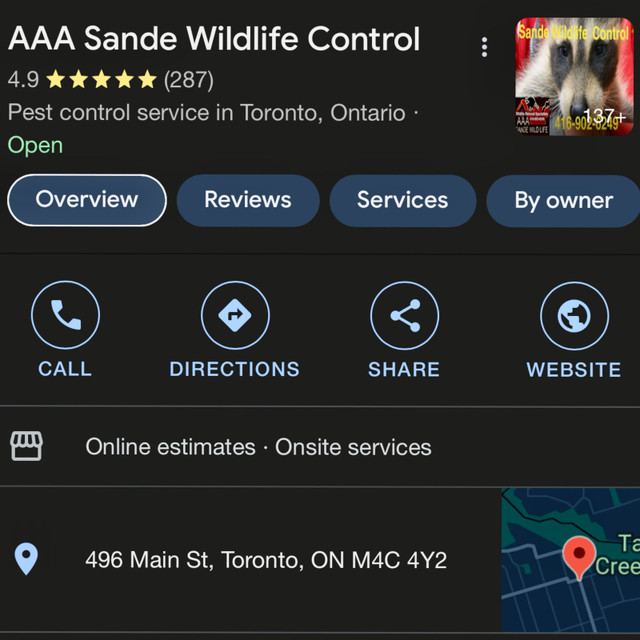 Wildlife Control Specialists/Greater Toronto Area in Other in City of Toronto