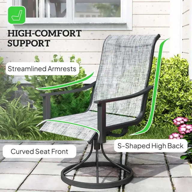 2pc Rocking Swivel Patio Chairs, Mesh Outdoor Swivel Dining in Chairs & Recliners in Markham / York Region - Image 7