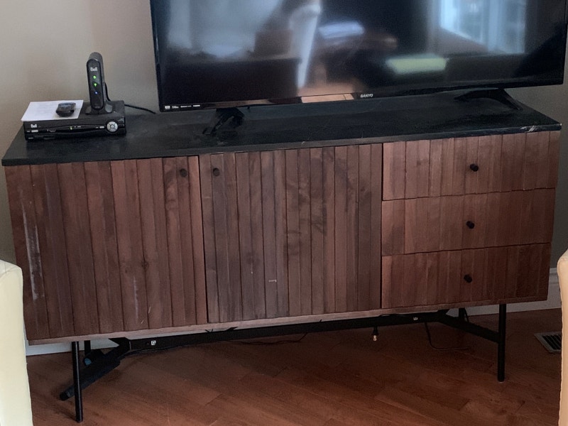 MID Century Modern vibe Sideboard With marble top! 360 Hutches