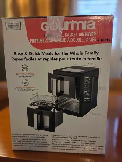 Gourmia 4-Dish Dual Basket Air Fryer – Like New, View more