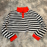 SHEIN Cropped Striped Long Sleeve Top NEW